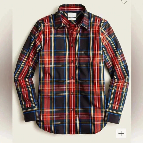 J. Crew Slim-fit Stretch Cotton Poplin Button Down Stewart Tartan Sz 2‎ Holiday - Picture 1 of 10